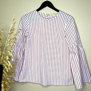 Michael Kors Striped Bell Sleeve Blouse